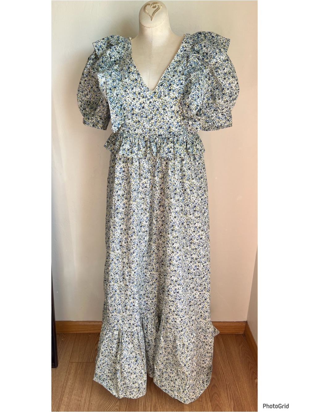 Tuckernuck Hyacinth House Blue Floral Puff Sleeve Dress XS - Picture 2 of 5